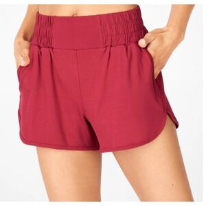 EUC Fabletics Zoey Shorts Women XL Maroon Athletic Gym Workout Lounge Athleisure